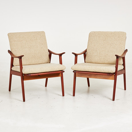 FREDRIK KAYSER. FÅTÖLJER, 1-par, modell 563, etikettmärkta Made in Norway. på auktion hos Stockholms Auktionsverk Sickla