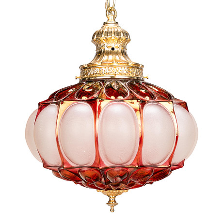 BIOGRAFLAMPA, Frostat glas, mässing, 1900-tal. på auktion hos Norrlands Auktionsverk