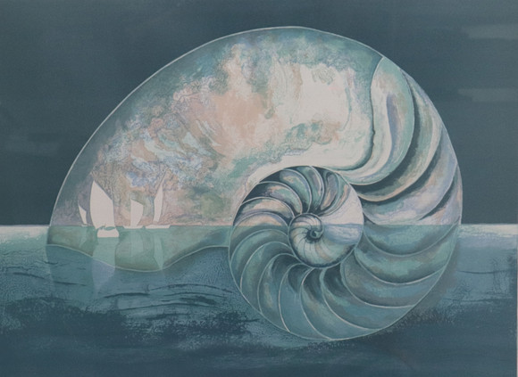 CAROLA LIND. litografi, Nautilussnäcka. på auktion hos Markus Auktioner