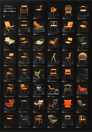 AFFISCH, offsettryck, Wegner, Limiterad, För utställningen: The chair according to Hans J. Wegner. på auktion hos Höörs Auktionshall