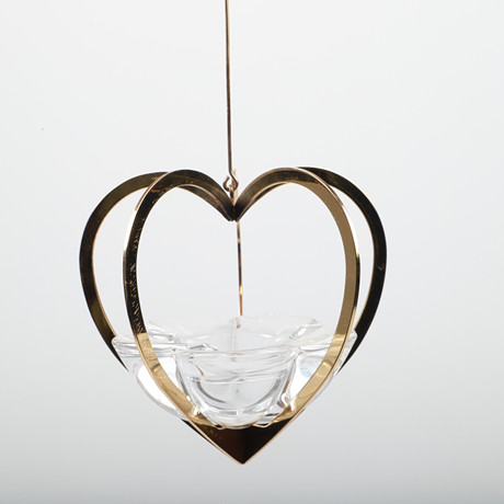 JETTE FRÖLICH. Ljusstakar, 2 stycken, "Golden Christmas", glas/mässing, Holmegaard, Danmark, 2005. på auktion hos Helsingborgs Auktionskammare