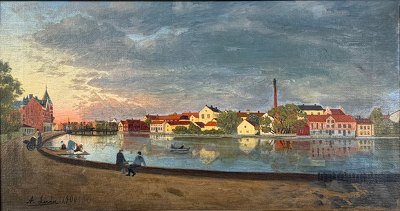 ALRIK LIVÉN, motiv från Eskilstuna år 1900, olja på duk, signerad och daterad. på auktion hos Skandia Auktion