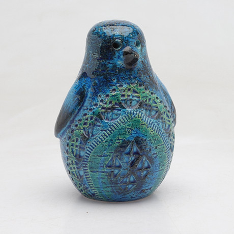 ALDO LONDI. Figurin, glaserad keramik, "Rimini blue", Pingvin, Bitossi, Italien. på auktion hos Gomér & Andersson Norrköping