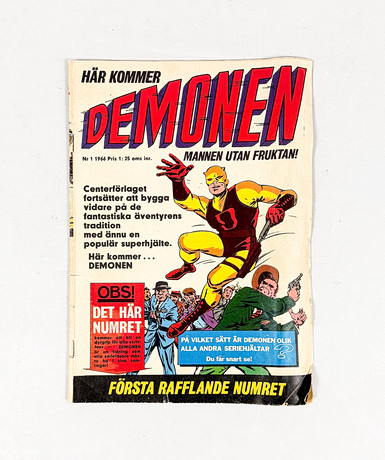 SERIETIDNING, "Här kommer DEMONEN mannen utan fryktan", Nr 1, 1966. på auktion hos Auktionshuset STO Bohuslän