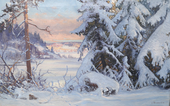 CARL BRANDT. Olja på duk, vintermotiv, signerad. på auktion hos Gomér & Andersson Linköping