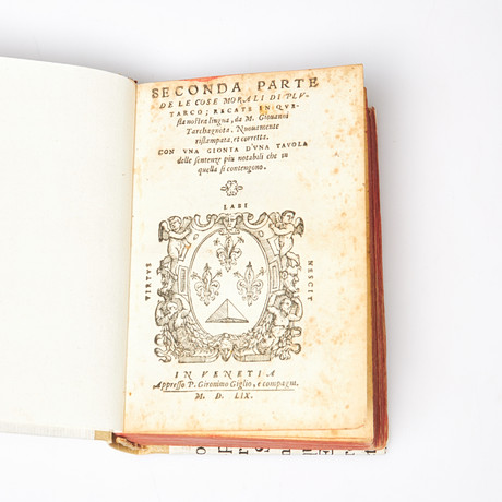BOK, Plutarcos, P. Gironimo Giglio, Venedig 1559. på auktion hos Stockholms Auktionsverk Sickla