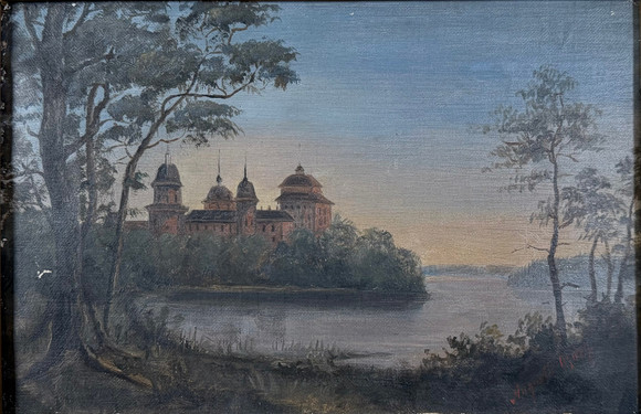 AUGUSTA BORG. Gripsholms slott, olja på duk, signerad. på auktion hos Skandia Auktion
