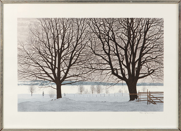 REINHOLD LJUNGGREN. Vinterbild, färglitografi, signerad och numrerad 55/360. på auktion hos Göteborgs Auktionsverk