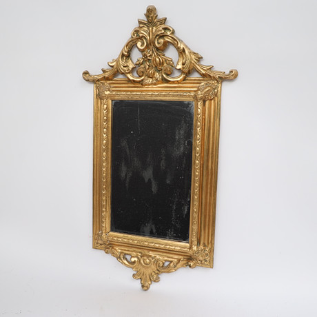 SPEGEL, nyrokoko, 1800-tal, bronserad och förgylld. Fasettslipat glas. på auktion hos Falun Auktionsbyrå