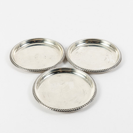 DAVID ANDERSEN. Coasters 3 stycken, silver, Norge, 1900-talets första hälft. på auktion hos Karlstad Hammarö Auktionsverk