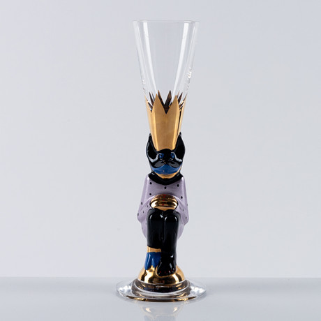 GUNNAR CYRÉN. Snapsglas, "Djävulsglas", rosa metallic, Nobelservisen, Orrefors, 2016. på auktion hos Auktionshuset Kolonn