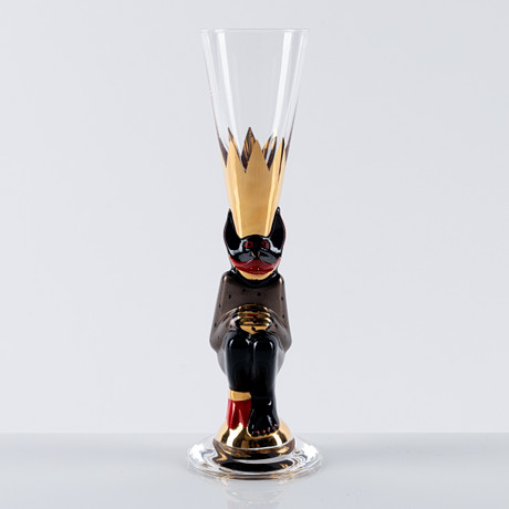 GUNNAR CYRÉN. Snapsglas, "Djävulsglas", brun metallic, Nobelservisen, Orrefors, 2018. på auktion hos Auktionshuset Kolonn
