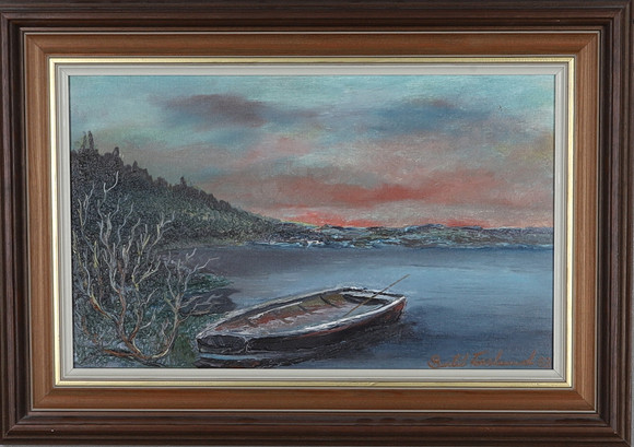BERTIL FORSLUND. "Ekan", olja på pannå, signerad och daterad -83. på auktion hos Gomér & Andersson Norrköping