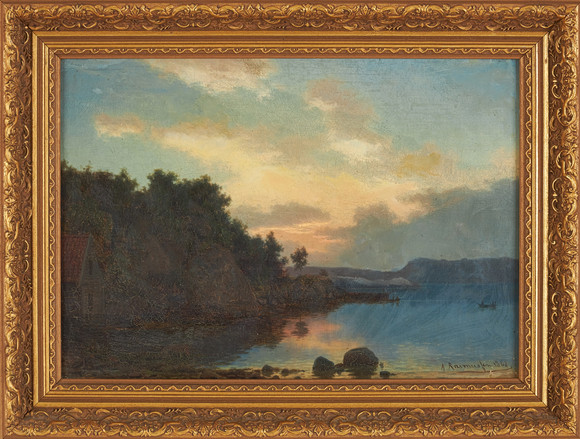 GEORG ANTON RASMUSSEN (1842-1914). Havsmotiv i skymning, olja på duk, signerad, daterad 1862. på auktion hos Stockholms Auktionsverk Sickla