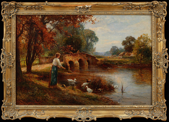 ERNEST WALBOURN. "Old Bridge", olja på duk, signerad. på auktion hos Göteborgs Auktionsverk