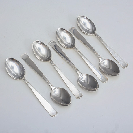 MATSKEDAR, 7 st, silver, "Rosenholm", 301 gram, Guldsmedsaktiebolaget I Stockholm 1900-talets senare del. på auktion hos Auktionshuset Thelin & Johansson
