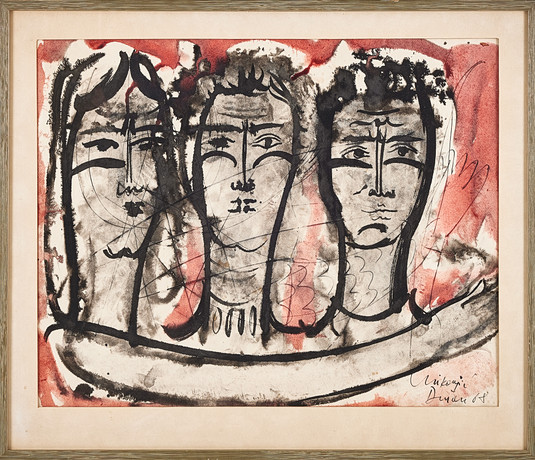 DUŠAN MIKONJIĆ. TILLSKRIVEN. (Serbien, f. 1940), figurkomposition, signerad och daterad -68, akvarell. på auktion hos Stockholms Auktionsverk Magasin 5