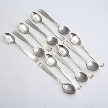 KAFFESKEDAR, 12 st, silver, 189 gram, "Rosenholm", Guldsmedsaktiebolaget I Stockholm, 1900-talets andra hälft. på auktion hos Auktionshuset Thelin & Johansson