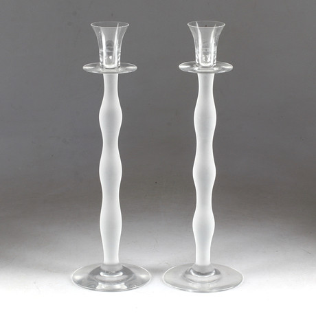 ANNA EHRNER. Ljusstakar 2 st, glas, "Celeste", Orrefors. på auktion hos Stadsauktion Sundsvall