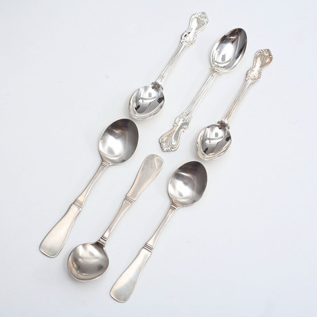 KAFFESEKDAR, 3 + 3 , silver, 103 gram, 1900-talets andra hälft. på auktion hos Auktionshuset Thelin & Johansson