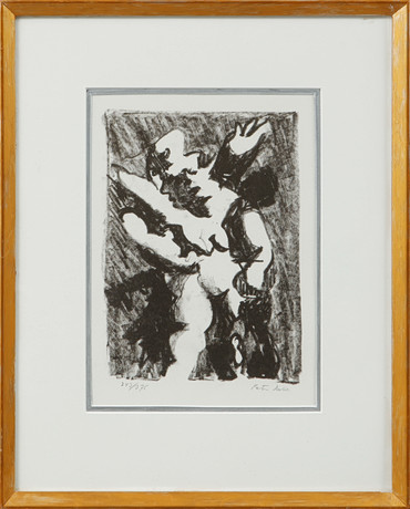 PETER DAHL. Komposition med figurer, litografi, signerad och numrerad 243/375. på auktion hos Göteborgs Auktionsverk