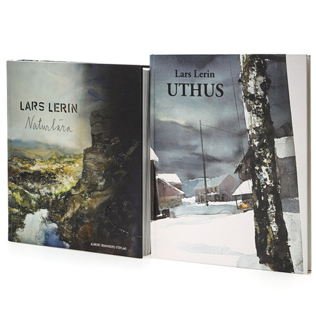 LARS LERIN. Inbundna böcker, 2 st, "Naturnära" samt "Uthus", Akvedukt bokförlag, Albert Bonnier förlag. på auktion hos Auktionsmagasinet Vänersborg