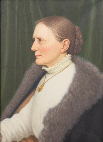 ANDERS WALDUR (1867-1946). Porträtt av hustrun Gererdina, olja på duk,signerad och daterad 1918. på auktion hos Garpenhus Auktioner