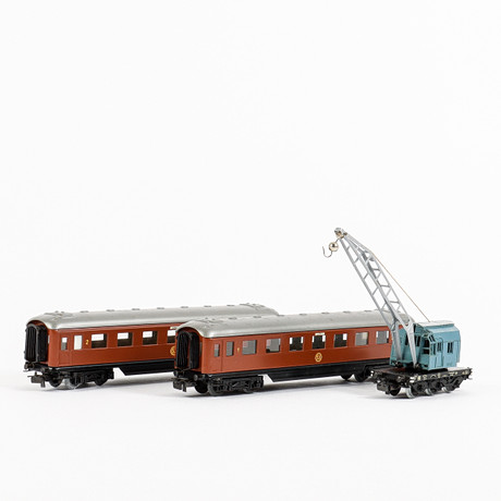 MÄRKLIN Kranvagn "4611", 2 personvagnar "4020" Tyskland. på auktion hos Karlstad Hammarö Auktionsverk