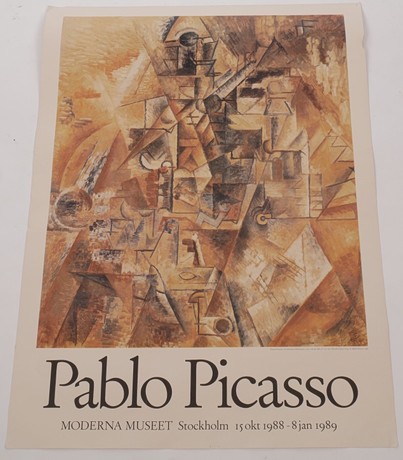PABLO PICASSO. EFTER. Utställningsaffisch, "Klarinetten", tryck, Moderna Museet 1988-1989. på auktion hos Auktionsfirma Kenneth Svensson i Kalmar