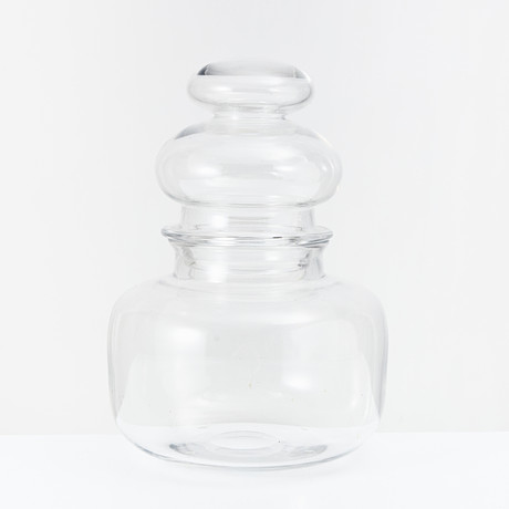 INGEBORG LUNDIN. Kärl med lock, glas, signerad, Orrefors Expo, D-319 67. på auktion hos Stockholms Auktionsverk Magasin 5