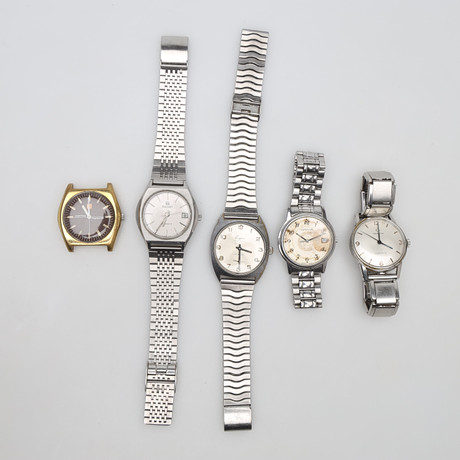 ARMBANDSUR 5 stycken, bland annat Certina,Eigar, Tissot. Quartz, manuell,automatic. på auktion hos Borås Auktionshall
