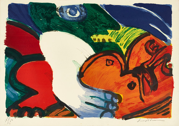 BENGT LINDSTRÖM (1925-2008): Figurkomposition, signerad Lindström, ed 185/300, färglitografi. på auktion hos Crafoord Auktioner Stockholm