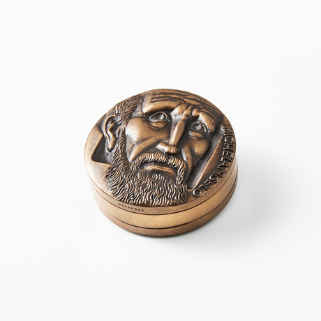 KAUKO RÄSÄNEN. 1926-2015. Medalj, brons, Michelangelo, 3-delad, signerad och numrerad 74/ 1500, 1974. på auktion hos Stockholms Auktionsverk Magasin 5