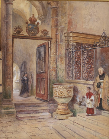 FRANS WILHELM ODELMARK. Gouache, signerad, daterad 1900. på auktion hos RA Auktionsverket Norrköping