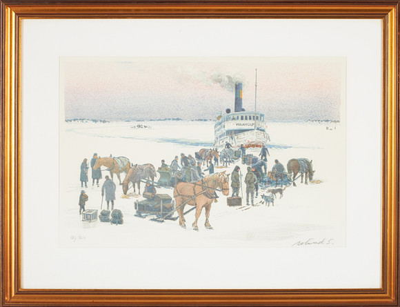 ROLAND SVENSSON. Waxholm, färglitografi, signerad, numrerad 121/360. på auktion hos Stockholms Auktionsverk Sickla