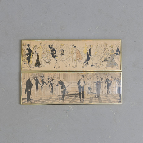 HENRI GERVESE. figurscener, tryck, 2 st, signerade, en daterad -16. på auktion hos Gomér & Andersson Nyköping