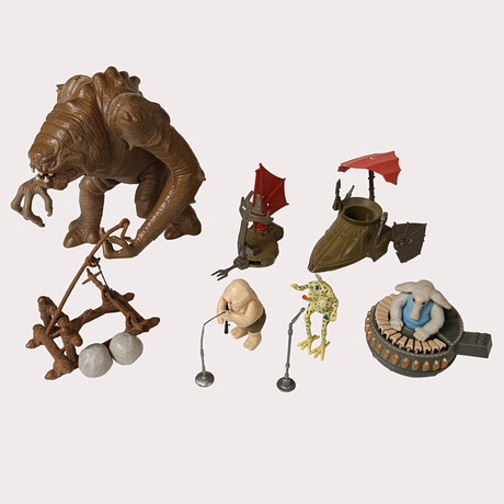 STAR WARS Rancor- monster, Sail Skiff, mini Rig, Katapult, Max Rebo band med Droopy McCool och Sy Snootles ,Ke på auktion hos Limhamns Auktionsbyrå