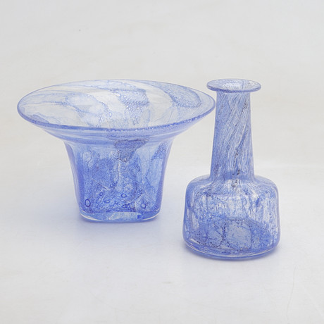 HANS-CHRISTIAN WAGNER. vas & skål, glas, Björkshults Glasbruk, Sverige, 1900-talets andra hälft. på auktion hos Gomér & Andersson Norrköping