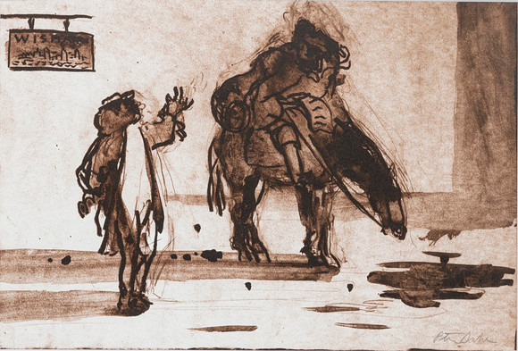 PETER DAHL. "Fredmans epistel nr 47", färglitografi, signerad. på auktion hos Auktionshuset Kolonn