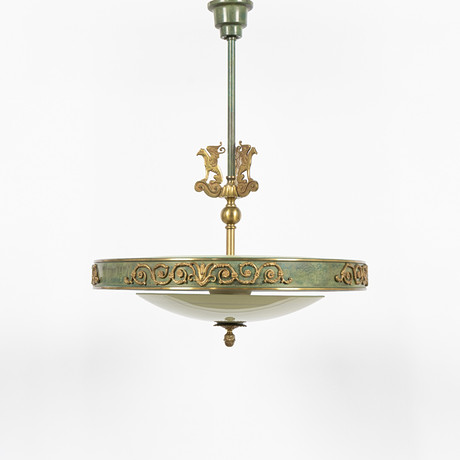 EINAR BÄCKSTRÖM. Taklampa, Einar Bäckströms metallvarufabrik, Plafond, Malmö, 1930/40-tal. på auktion hos Stockholms Auktionsverk Helsingborg