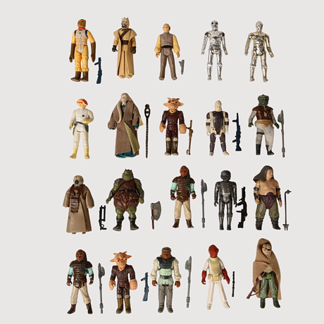 STAR WARS figurer, Rancor Keeper, Bossk, Prune Face, Lobot, Gamorreon Guard mm, 20 stycken ,Kenner 1979-1985. på auktion hos Limhamns Auktionsbyrå