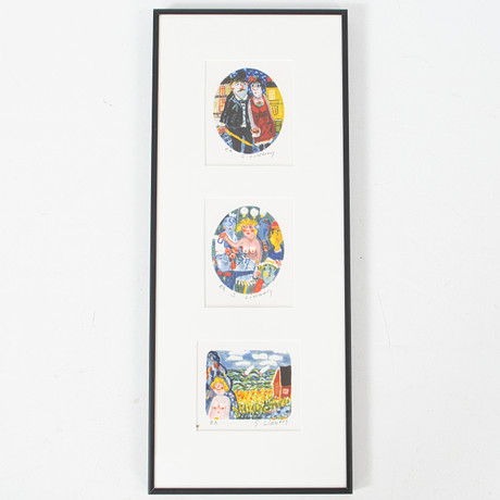 SVEN LIDBERG. Färglitografi, triptyk, signerad och numrerad EA. på auktion hos Laholms Auktionskammare