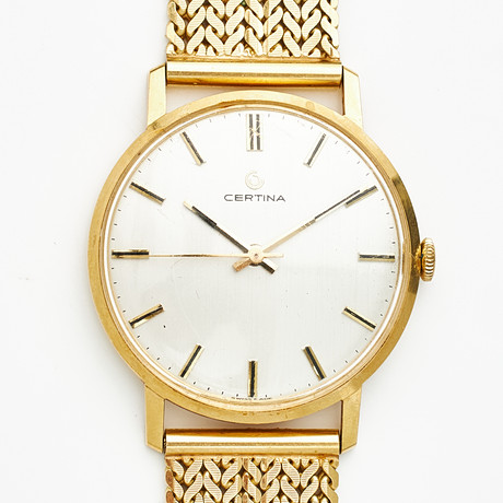 CERTINA, armbandsur, manuell, plexiglas, armband, 18 k guld, fantasilänk, Uno A Erre, Arezzo/Italien, italiens på auktion hos Stockholms Auktionsverk Magasin 5