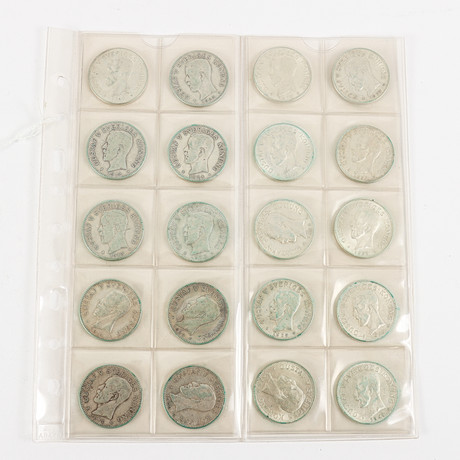 SILVERMYNT Sverige, 20 stycken 2-kronor, 1910-1940. på auktion hos Karlstad Hammarö Auktionsverk