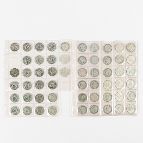 SILVERMYNT, 56 stycken 1-kronor, 1875-1942, Sverige. på auktion hos Karlstad Hammarö Auktionsverk