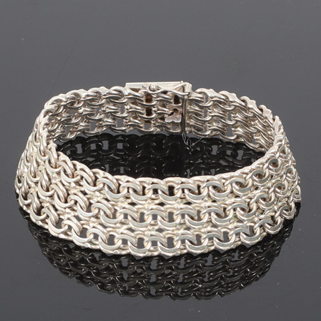 ARMBAND, silver, 3 radigt bismarcklänk, Friedrich Binder, Tyskland. 1900-tal. på auktion hos Stadsauktion Sundsvall