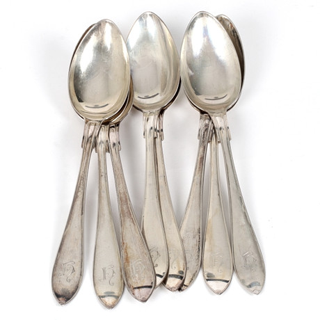 SKEDAR, 8 st. silver, modell "Svensk spets", GAB, Stockholm. 1922. på auktion hos Stadsauktion Sundsvall