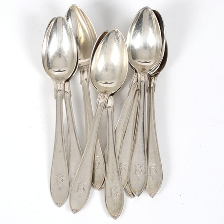 SKEDAR, 10 st. silver, modell "Svensk spets", GAB, Stockholm. 1921. på auktion hos Stadsauktion Sundsvall