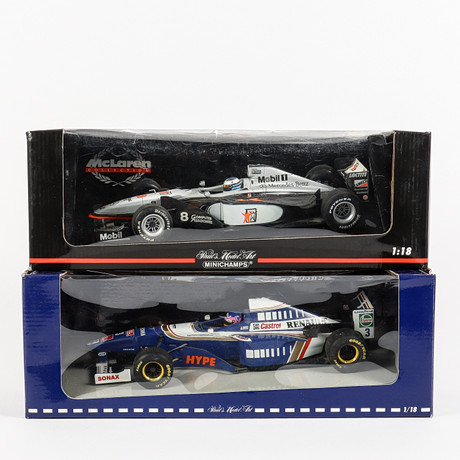 PAUL`S MODEL ART 2 stycken, Jacques Villeneuve och Mika Hakkinen. på auktion hos Karlstad Hammarö Auktionsverk