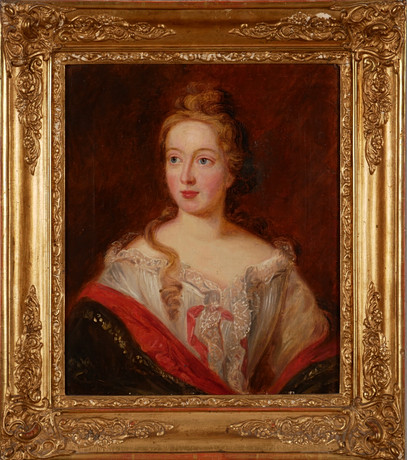 OKÄND KONSTNÄR. Porträtt av högreståndsdam, olja på duk, 1700-tal. på auktion hos Auktionsfirma Kenneth Svensson i Kalmar